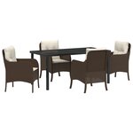 vidaXL Ensemble de salle à manger de jardin de 5 pièces avec coussins marron poly rattan