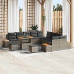 vidaXL Ensemble de canapé de jardin 13 Pièces Gris Poly rotin