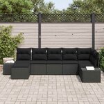 vidaXL Ensemble de canapé de jardin avec coussin 7 Pièces Noir polyrotin
