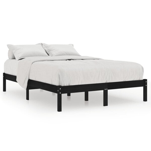 vidaXL Cadre de lit Noir Bois de pin massif 140x190 cm