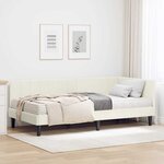 vidaXL Cadre de lit d'angle avec matelas Crème 100 x 200 cm Velours