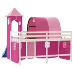 vidaXL Lit mezzanine enfants avec tour rose 80x200cm bois pin massif