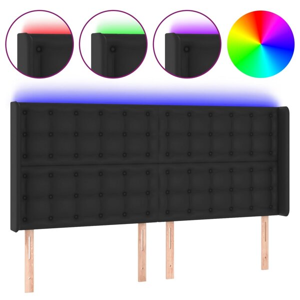 vidaXL Tête de lit à LED Noir 147x16x118/128 cm Similicuir