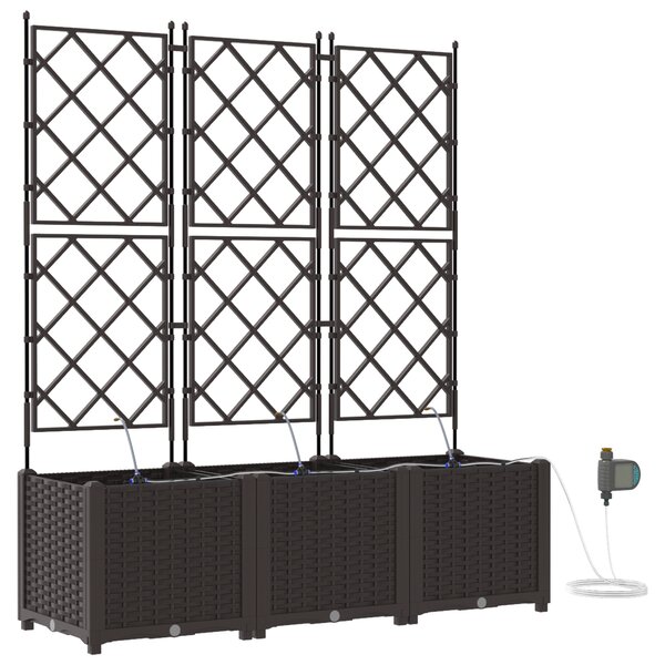 vidaXL Jardinières de jardin 1 pc Marron 120 x 40 x 142 cm Plastique