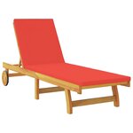 vidaXL Transat 3 Pièces Rouge 200 x 120 5 x 84 5 cm Bois d'acacia massif