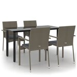 vidaXL Ensemble à manger de jardin coussins 5 Pièces noir et gris