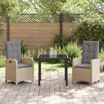 vidaXL Ensemble de salle à manger pour jardin 3 Pièces Beige polyrotin