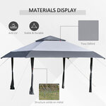 Tonnelle barnum de jardin pop-up pliant 3 96l x 3 96l x 2 68h m acier polyester sac transport à roulettes gris