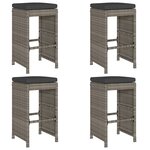 vidaXL Tabourets de bar de jardin et coussins lot de 4 résine tressée