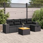 vidaXL Salon de jardin 6 Pièces avec coussins noir résine tressée