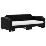 vidaXL Lit de jour avec gigogne et matelas noir 90x190 cm tissu