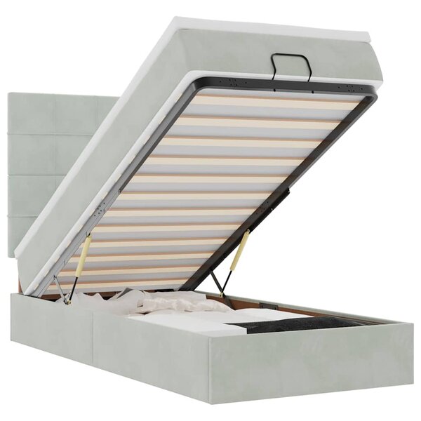 vidaXL Cadre de lit ottoman avec matelas gris clair 80x200 cm velours