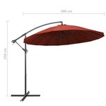 vidaXL Parasol suspendu Terre cuite 3 m Mât en aluminium