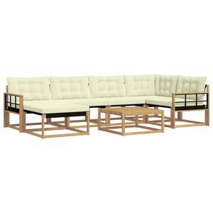 vidaXL Ensemble de canapés d'extérieur 7 Pièces Blanc et crème
