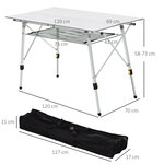Table pliante en aluminium table de camping table de jardin 6 personnes hauteur réglable + sac de transport