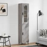vidaXL Buffet haut Sonoma gris 34 5x34x180 cm Bois d'ingénierie