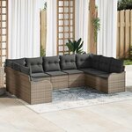 vidaXL Ensemble de canapé de jardin avec coussin 9 Pièces Gris Poly rotin