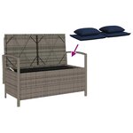 VidaXL Banc de rangement de jardin avec coussin gris résine tressée