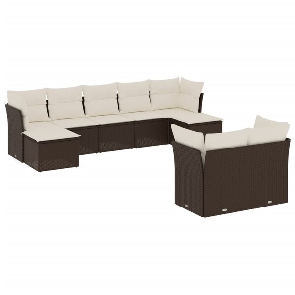 vidaXL Salon de jardin avec coussins 9 Pièces marron résine tressée