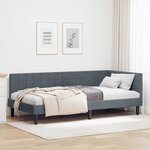 vidaXL Cadre de lit d'angle Gris foncé 90 x 200 cm Velours