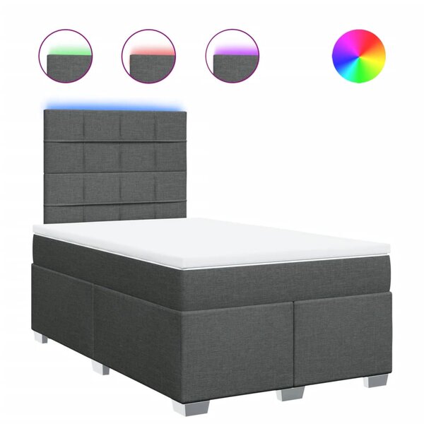 vidaXL Sommier à lattes de lit avec matelas gris foncé 120x190cm tissu