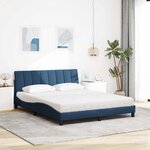 vidaXL Lit avec matelas Hanko bleu 160x200 cm tissu