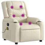 vidaXL Fauteuil inclinable de massage Crème Similicuir