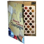 Présentoir illustré pour 100 plaques de muselets de champagne.