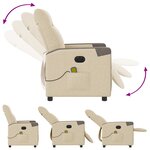 vidaXL Fauteuil inclinable de massage électrique crème tissu