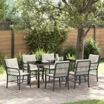 vidaXL Ensemble de salle à manger pour jardin 7 Pièces Noir Poly rotin