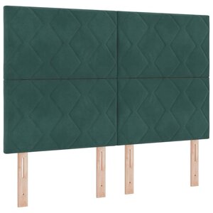 vidaXL Lit à ressort LED avec matelas Vert foncé 140 x 190 cm Velours