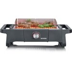 SEVERIN PG8123 Barbecue de table Style Evo 2500W - 0° a 350°C en 10 min - Bac a eau réducteur de fumée et d'odeurs - Pare-vent -Noir