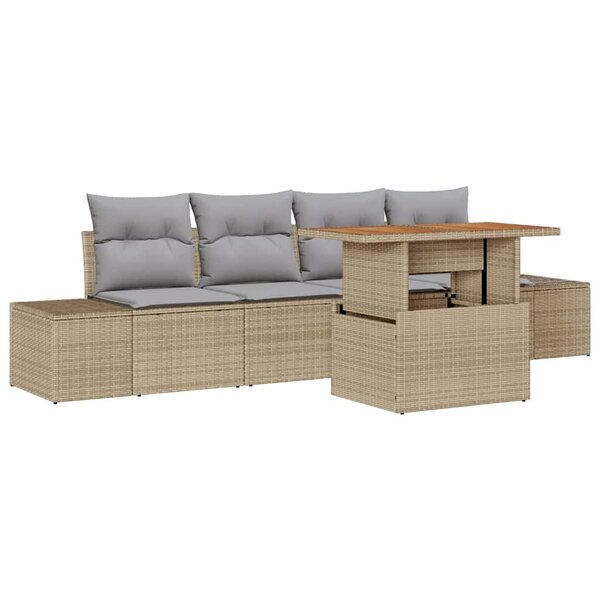 vidaXL Ensemble de salle à manger pour jardin avec coussin Beige  Gris