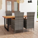 vidaXL Mobilier à dîner de jardin et coussins 5Pièces Résine tressée Gris