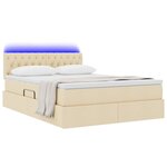 vidaXL Lit de rangement LED avec matelas Crème 140 x 190 cm Tissu