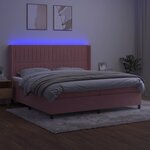 vidaXL Sommier à lattes de lit matelas et LED Rose 200x200 cm Velours