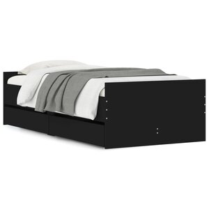 vidaXL Cadre de lit avec tiroirs sans matelas noir 90x200 cm