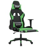 vidaXL Chaise de jeu avec repose-pied Noir et vert Similicuir