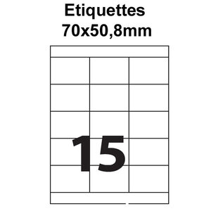 Étiquettes adhésives 70x50 8mm (15étiquettes/feuille) - blanc - 20 feuilles -t3azur