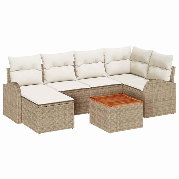 vidaXL Ensemble de canapé de jardin 7 Pièces Beige  blanc