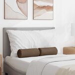 vidaXL Coussins d'accent 2 Pièces Marron Ø 15 x 40 cm tissu