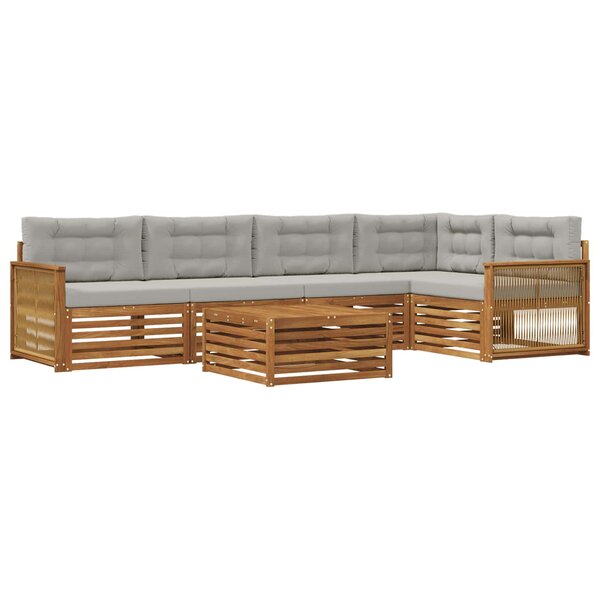 vidaXL Ensemble de canapés d'extérieur 6 Pièces Naturel et gris clair