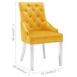 Vidaxl chaise de salle à manger jaune velours