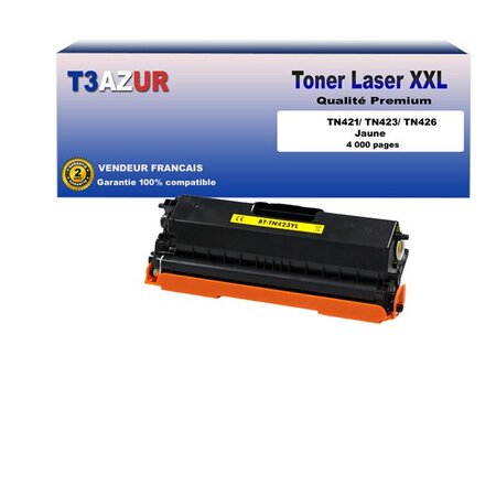 Toner compatible avec Brother TN423  TN426 pour Brother MFC-L8690CDW  MFC-L8900CDW Jaune - 4 000 pages - T3AZUR