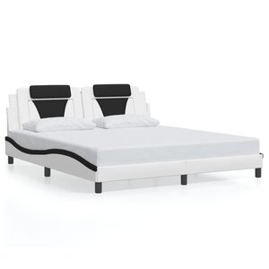 vidaXL Cadre de lit Viana sans matelas blanc et noir 180x200 cm similicuir