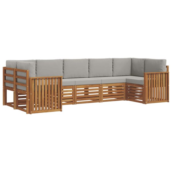 vidaXL Ensemble de canapé d'angle 7 Pièces Gris Naturel et Clair