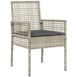 Ensemble de salle à manger de jardin 7 pièces avec coussins en poly rattan gris clair