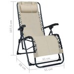 vidaXL Chaises pliables de terrasse lot de 2 Crème Textilène