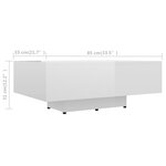 vidaXL Table basse Blanc brillant 85x55x31 cm Bois d'ingénierie