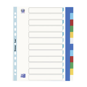 Intercalaire neutre a4+ elba plastique 12 onglets multicolores - 1 jeu - oxford